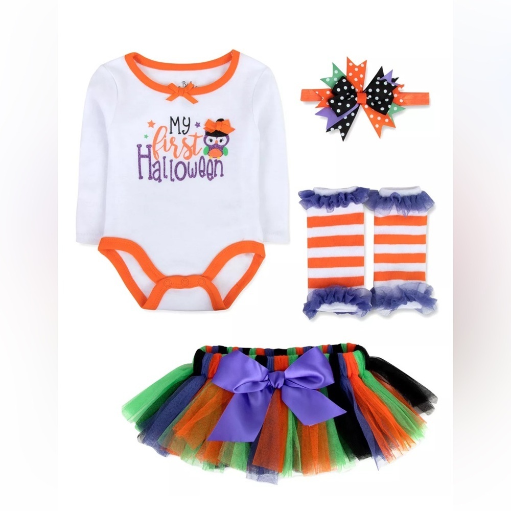 🎃Baby Girls Halloween Tutu 4 Piece Set - Picture 1 of 3